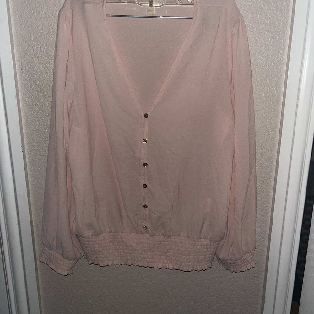 MICHAEL Michael Kors Light Pink V-Neck Blouse